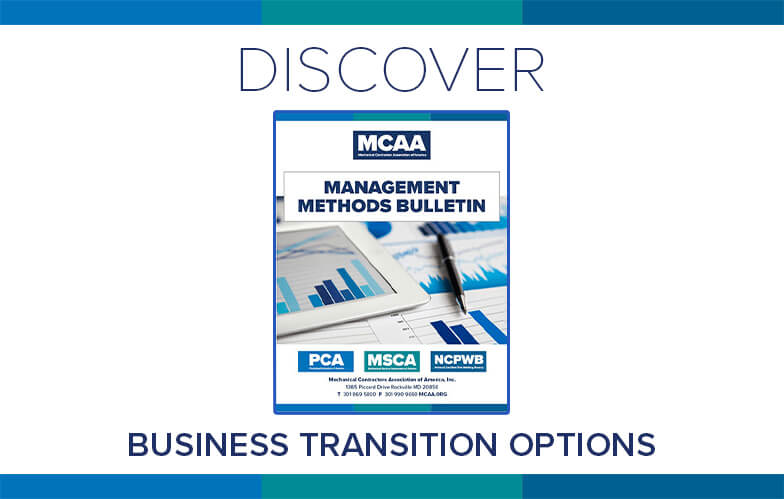 Resource Highlight: MCAA’s Business Transition Options for the Mechanical Contractor