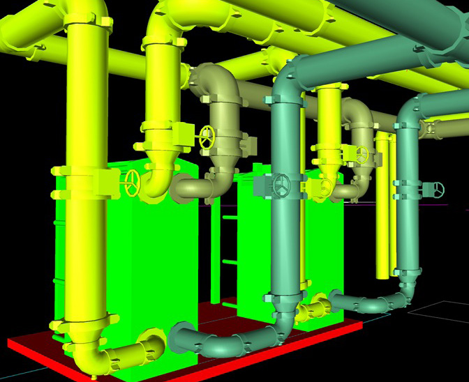 A.T. Chadwick took advantage of drawing services from Victaulic CPS, which modeled the penthouse mechanical room and strategically placed equipment such as the plate-and-frame heat exchangers around the existing elevator equipment. Victaulic’s speed and coordination helped A.T. Chadwick meet the project’s tight timeframe.