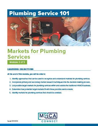 Plumbing Service 101 Workbook Module 2 – Markets for Plumbing Services