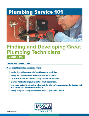Plumbing Service 101 Workbook Module 3 – Finding and Developing Great Plumbing Technicians