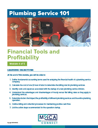 Plumbing Service 101 Workbook Module 4 – Financial Tools and Profitability